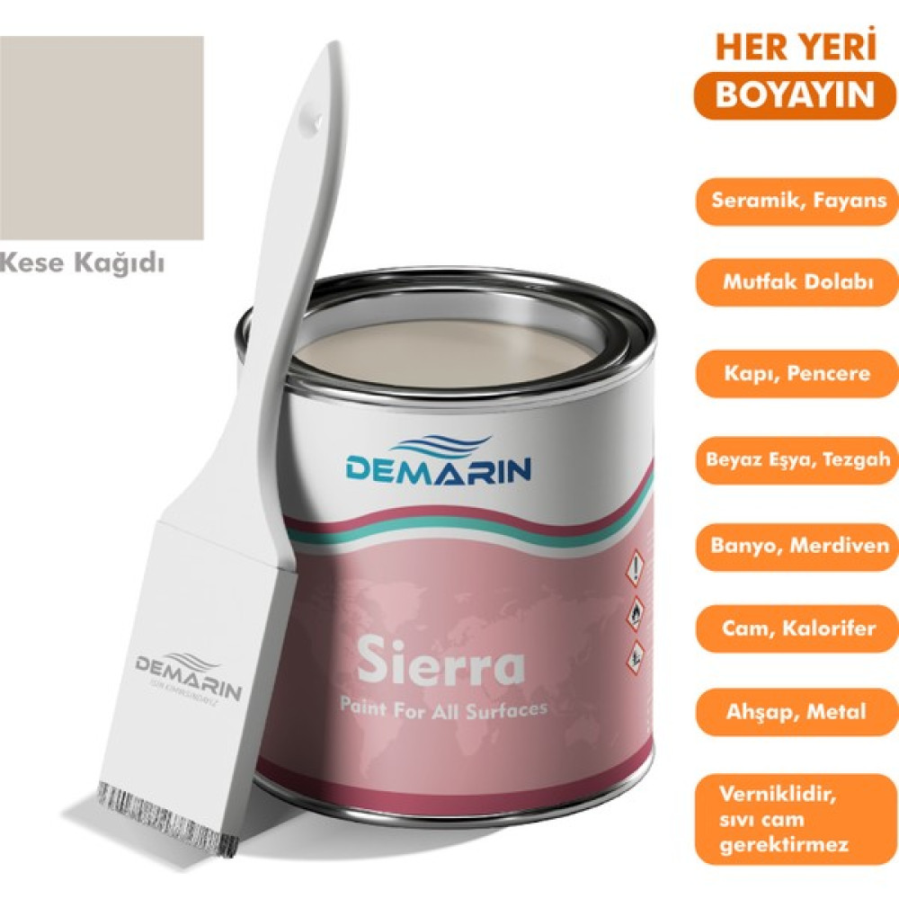 Her Şeyi Boyayan Boya Demarin Sierra Tek Bileşen Fayans, Tezgah, Seramik, Mobilya, Zemin Boyası - 1 Kg - Kese kağıdı Boya Malzemeleri Fiyatı