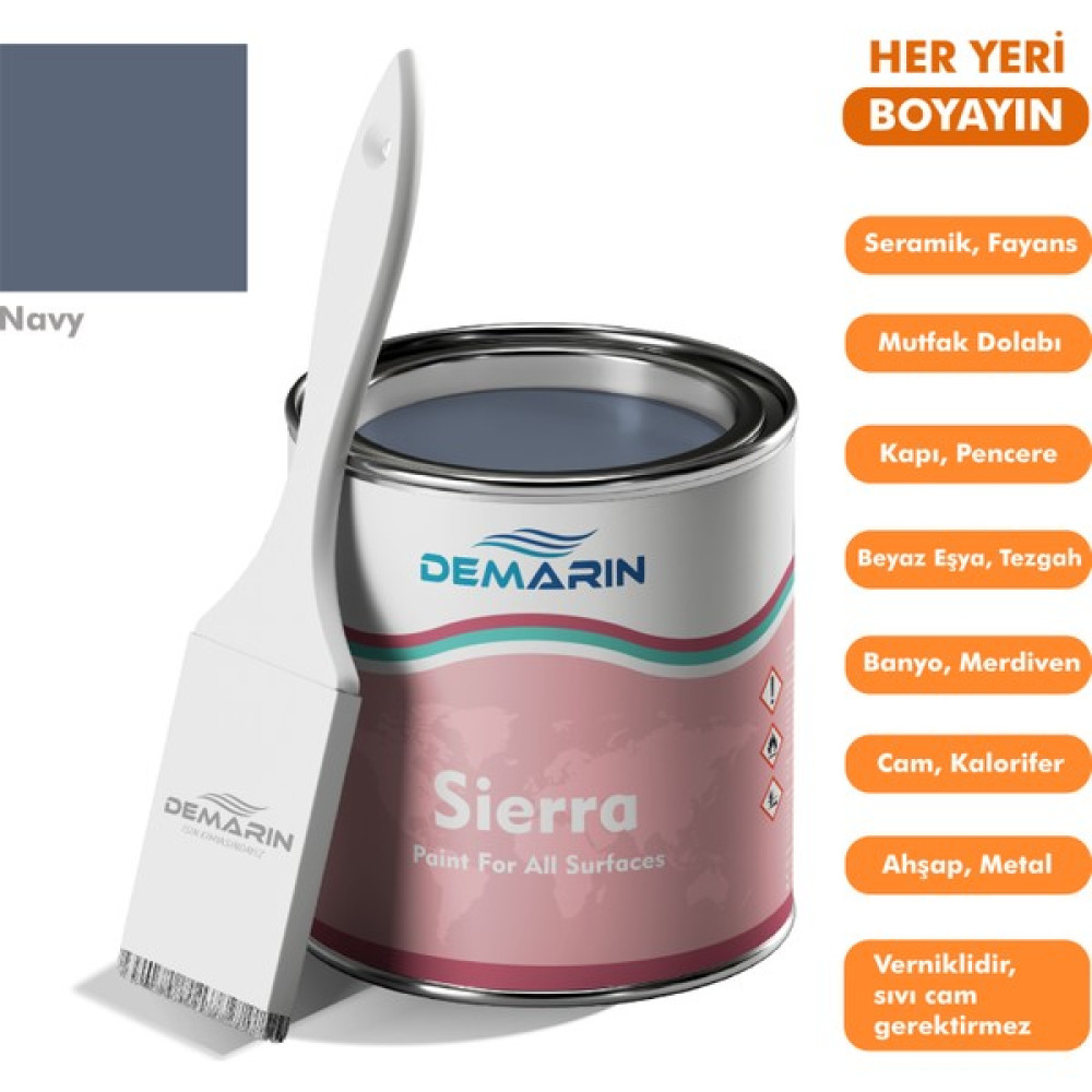 Her Şeyi Boyayan Boya Demarin Sierra Tek Bileşen Fayans, Tezgah, Seramik, Mobilya, Zemin Boyası - 1 Kg - Navy Boya Malzemeleri Fiyatı