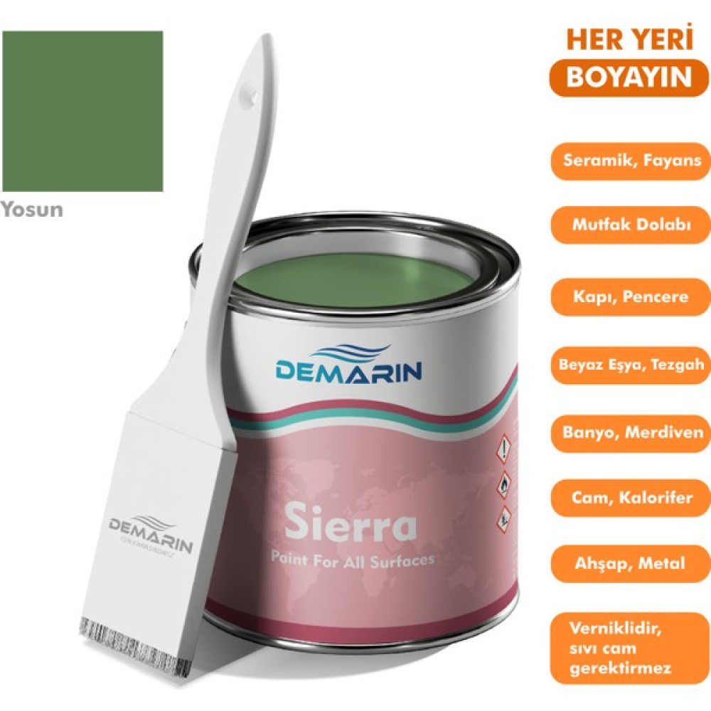 Her Şeyi Boyayan Boya Demarin Sierra Tek Bileşen Fayans, Tezgah, Seramik, Mobilya, Zemin Boyası - 1 Kg - Yosun Boya Malzemeleri Fiyatı