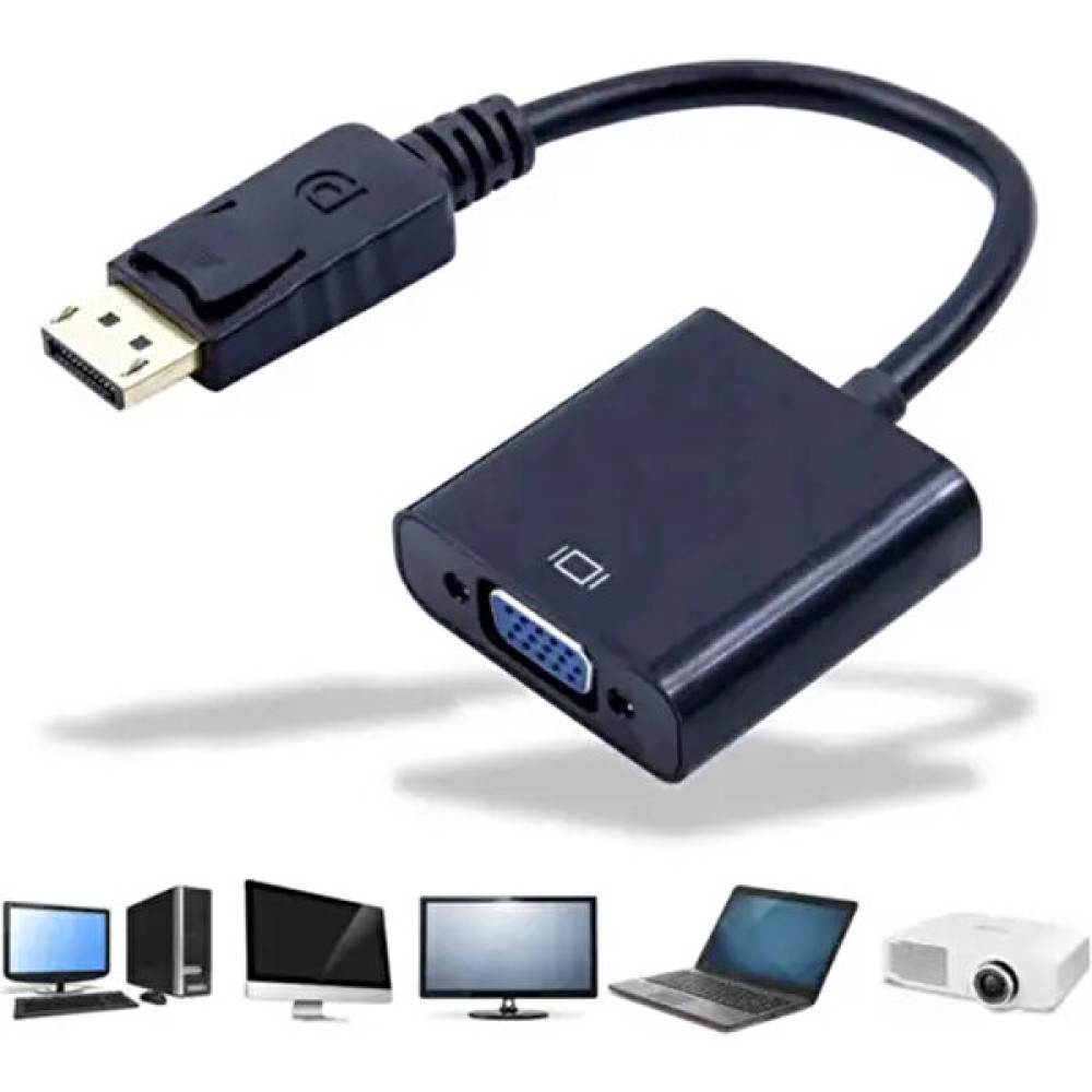 Hera Tekno Displayport To VGA Çevirici Adaptör Display Port - Siyah Bilgisayar Çevirici ve Adaptörü Fiyatı