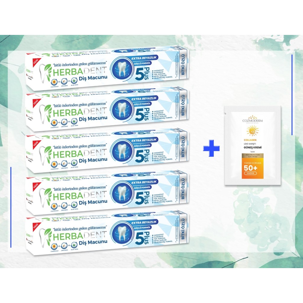 Herbadent 5'li Aloe Vera Aromalı Beyazlatıcı Bitki Özlü Diş Macunu Ekstra Temizlik Sağlar Diş Macunları Fiyatı