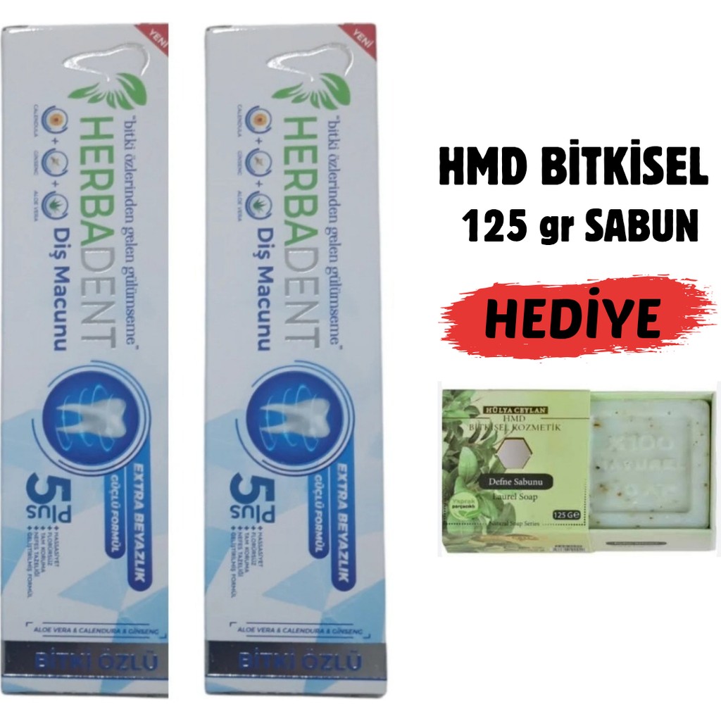 Herbadent Bitki Özlü Flörürsüz 2 Adet Diş Macunu & 125 gr Hmd Sabun Hediye Diş Macunları Fiyatı