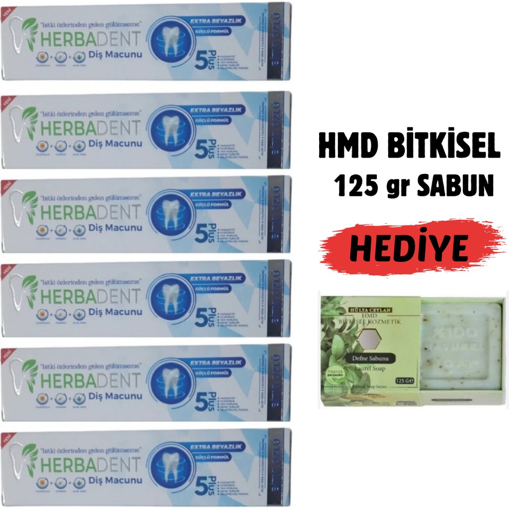 Herbadent Bitki Özlü Flörürsüz x 6 Adet Diş Macunu & Hmd Aktif Karbon Sabunu Hediyeli Diş Macunları Fiyatı