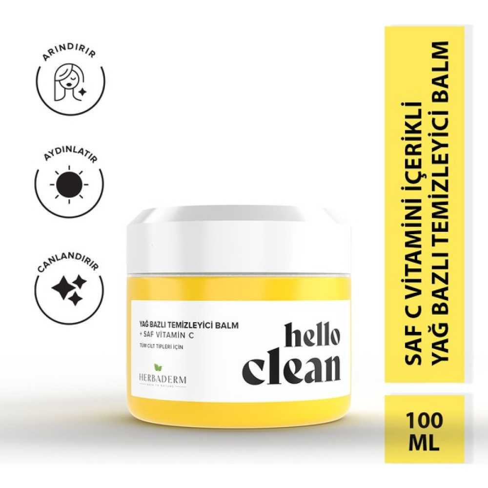 Herbaderm Hello Clean Aydınlatıcı, Canlandırıcı Yağ Bazlı Temizleyici Balm + Saf Vitamin C 100 Ml Makyaj Temizleyicileri Fiyatı