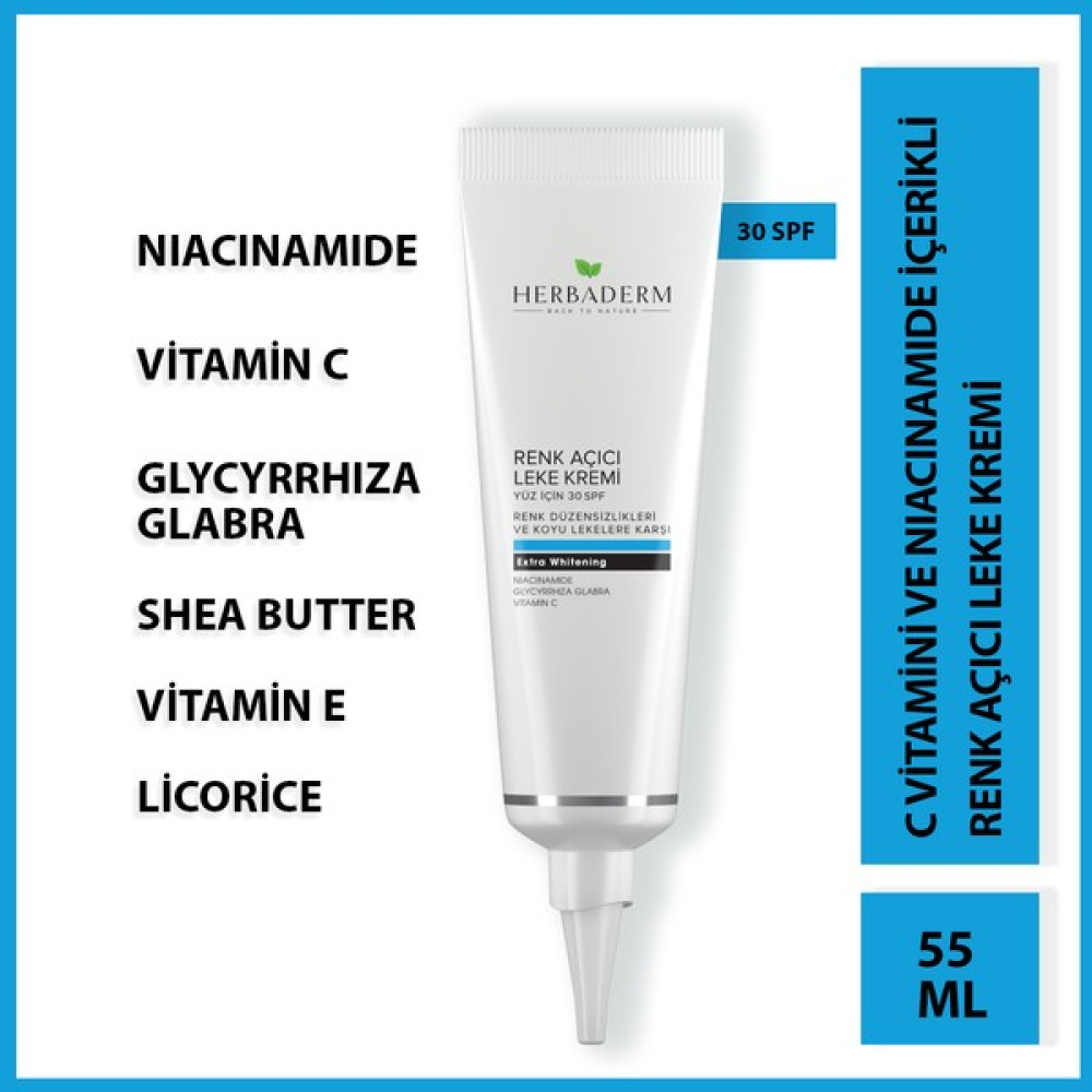 Herbaderm Renk Açıcı Leke Kremi Yüz İçin (30 SPF) 55 Ml Nemlendiriciler Fiyatı