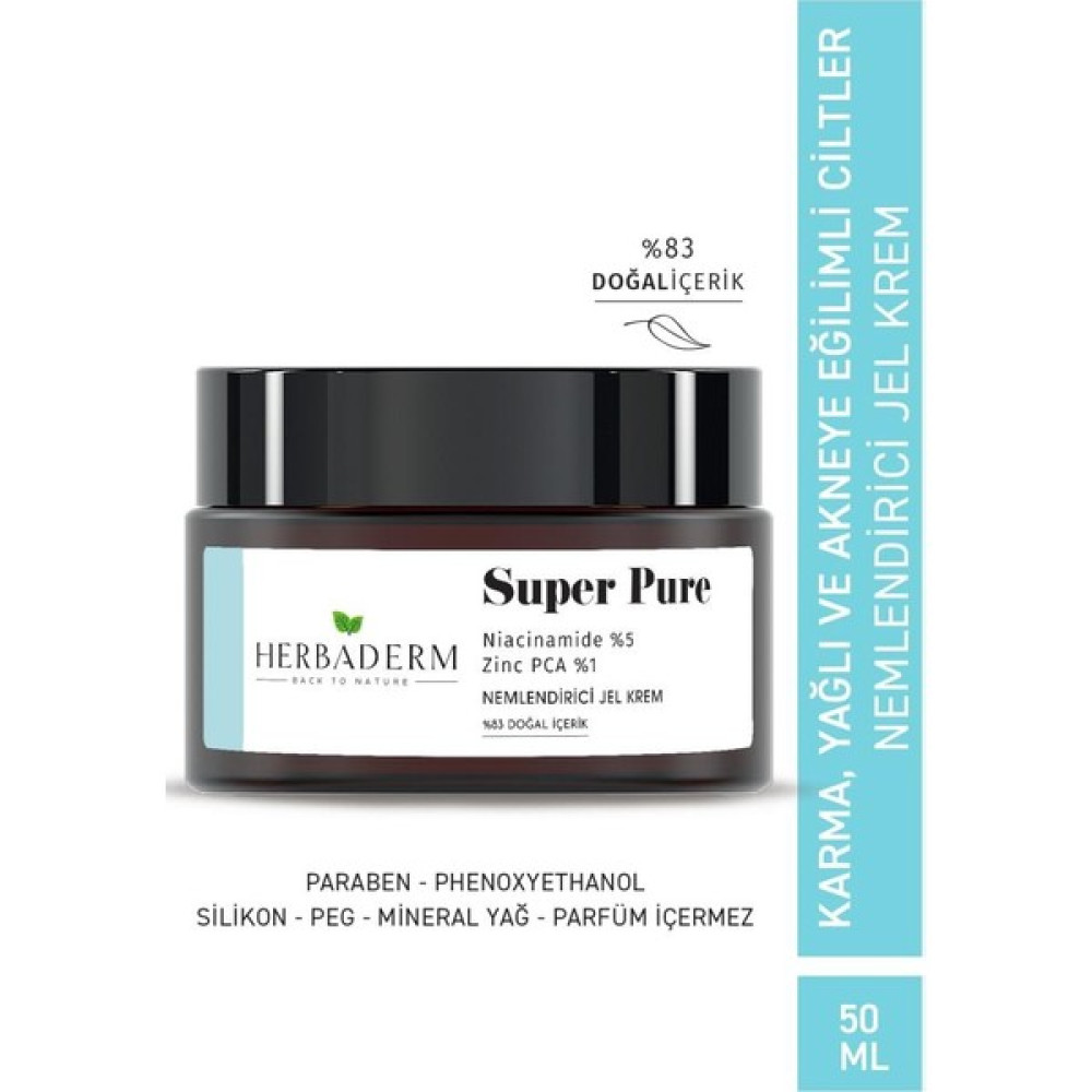 Herbaderm Super Pure - Gözenek Sıkılaştırıcı, Sivilce Ve Leke Karşıtı Nemlendirici Jel Krem 50 ml Cilt Temizleme ve Peeling Fiyatı