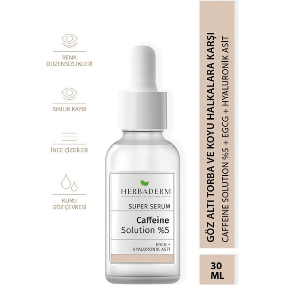 Herbaderm Süper Serum Göz Altı Torba ve Morluklarına Karşı Göz Çevresi Bakım Serumu Kafein + Hyaluronik Asit + EGCG %96 Doğal İçerik 30 Ml Göz Kremi Fiyatı