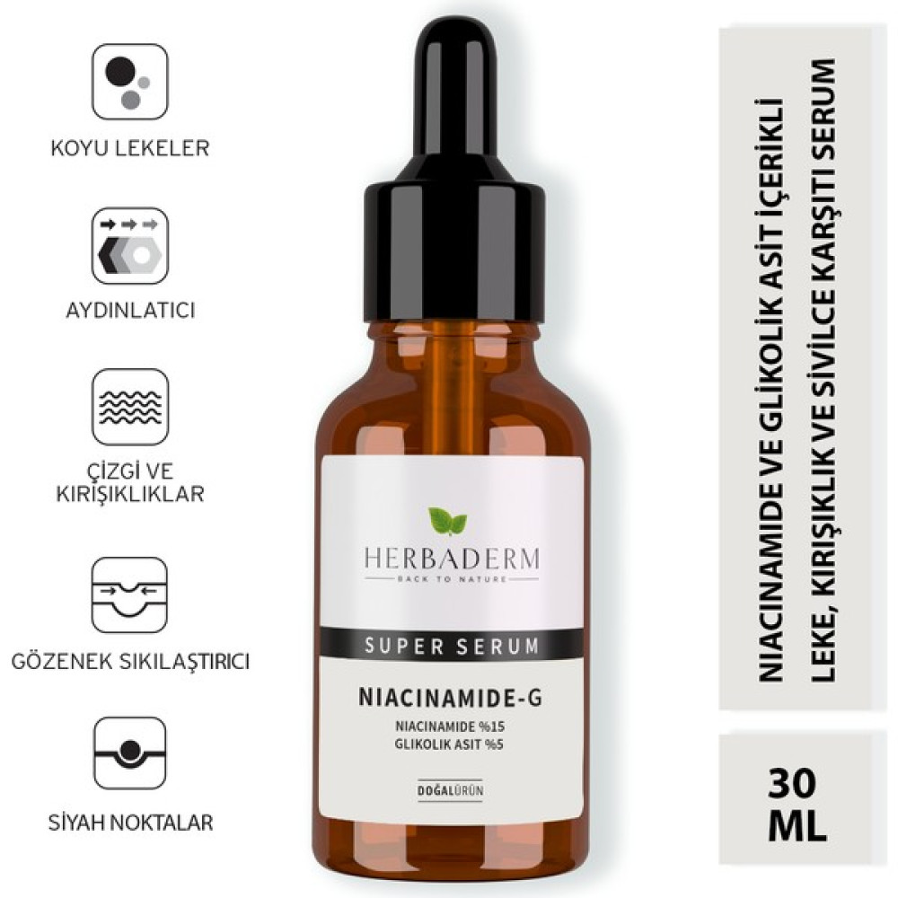 Herbaderm Süper Serum (Niacinamide %15 + Glikolik Asit %5) Leke, ve 30 Ml Akne ve Sivilce Bakımı Fiyatı