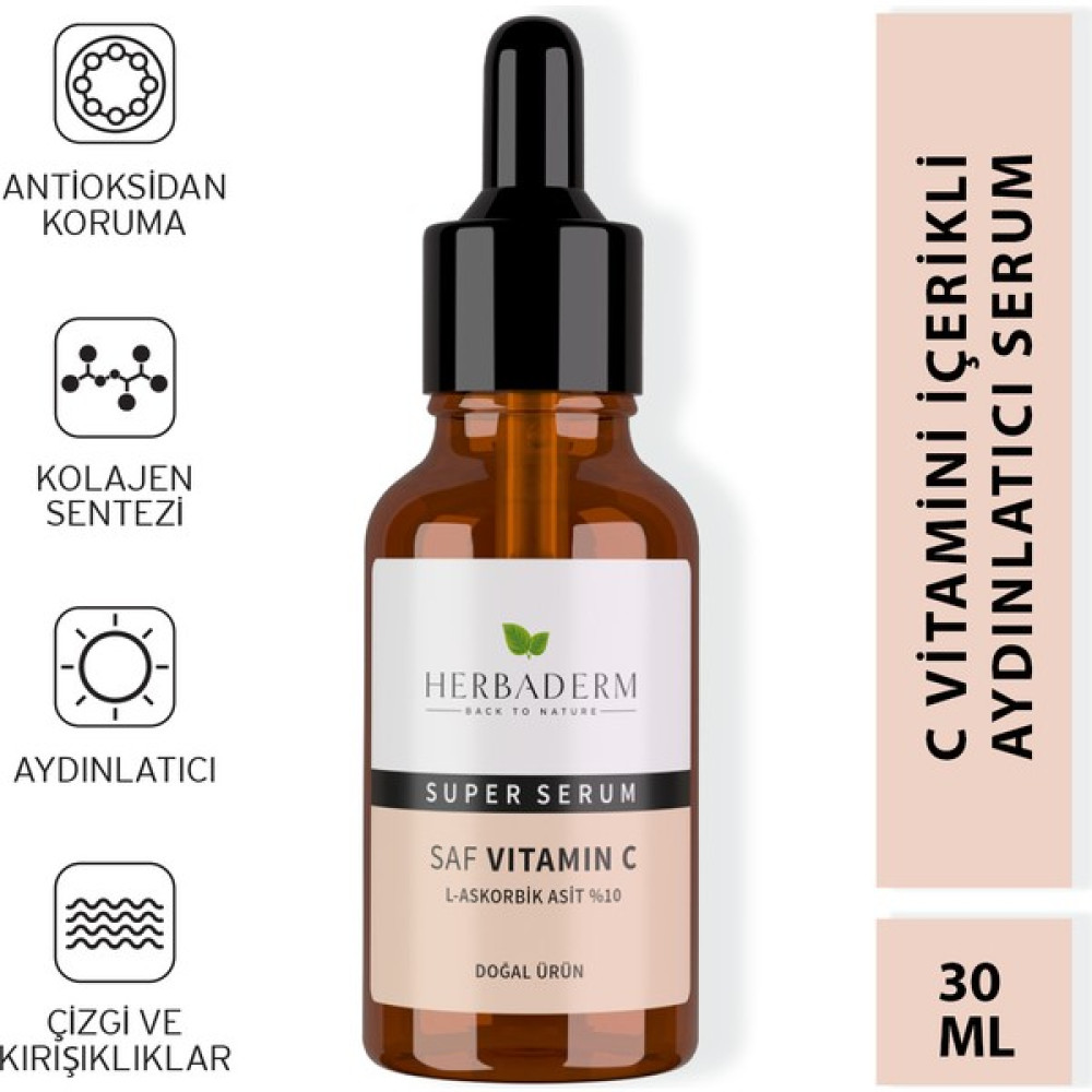 Herbaderm Süper Serum (Saf Vitamin C L-Askorbik Asit %10) Aydınlatıcı 30 Ml Anti-Aging / Yaşlanma Karşıtı Fiyatı