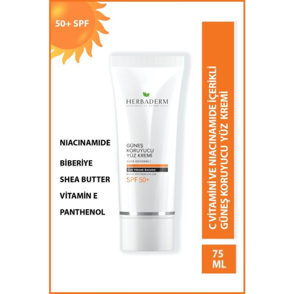 Herbaderm Suya Dayanıklı Güneş Koruyucu Yüz Kremi Uva + Uvb (50+Spf) 75 Ml Güneş Kremleri ve Losyonları Fiyatı
