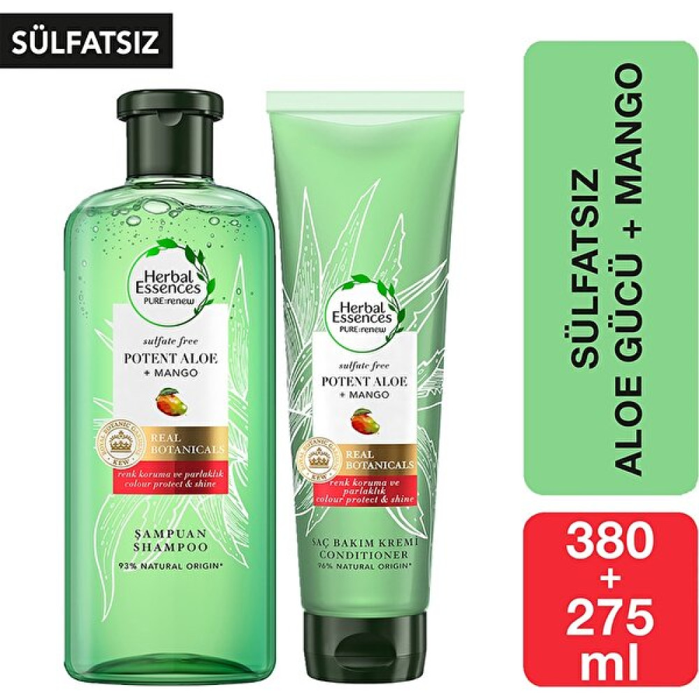 Herbal Essences Sülfatsız Aloe Mango Şampuan 380 ml + Aloe Mango Saç Kremi 275 ml Şampuan ve Saç Kremi Fiyatı