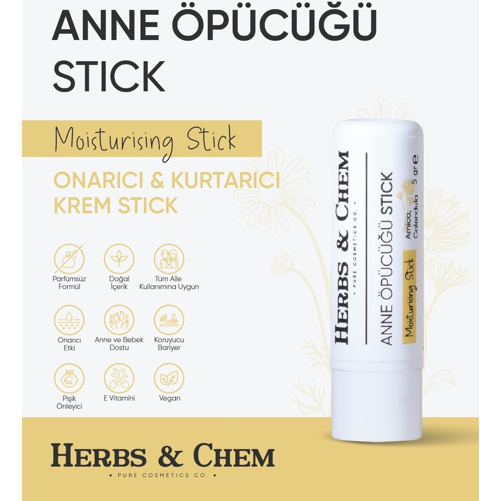 Herbs & Chem Kurtarıcı Stick 5 ml Yatıştırıcı Etkili Vegan Formül Tüm Cilt Tipleri İçin Diğer Fiyatı
