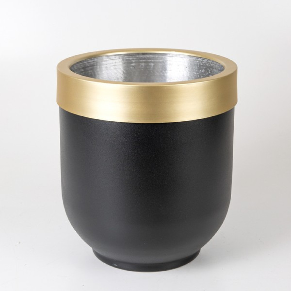 Herdekora Alüminyum Çemberli Davul Saksı Siyah-Gold Ebat 30 x 35 cm - Renkli Saksı ve Aksesuarları Fiyatı