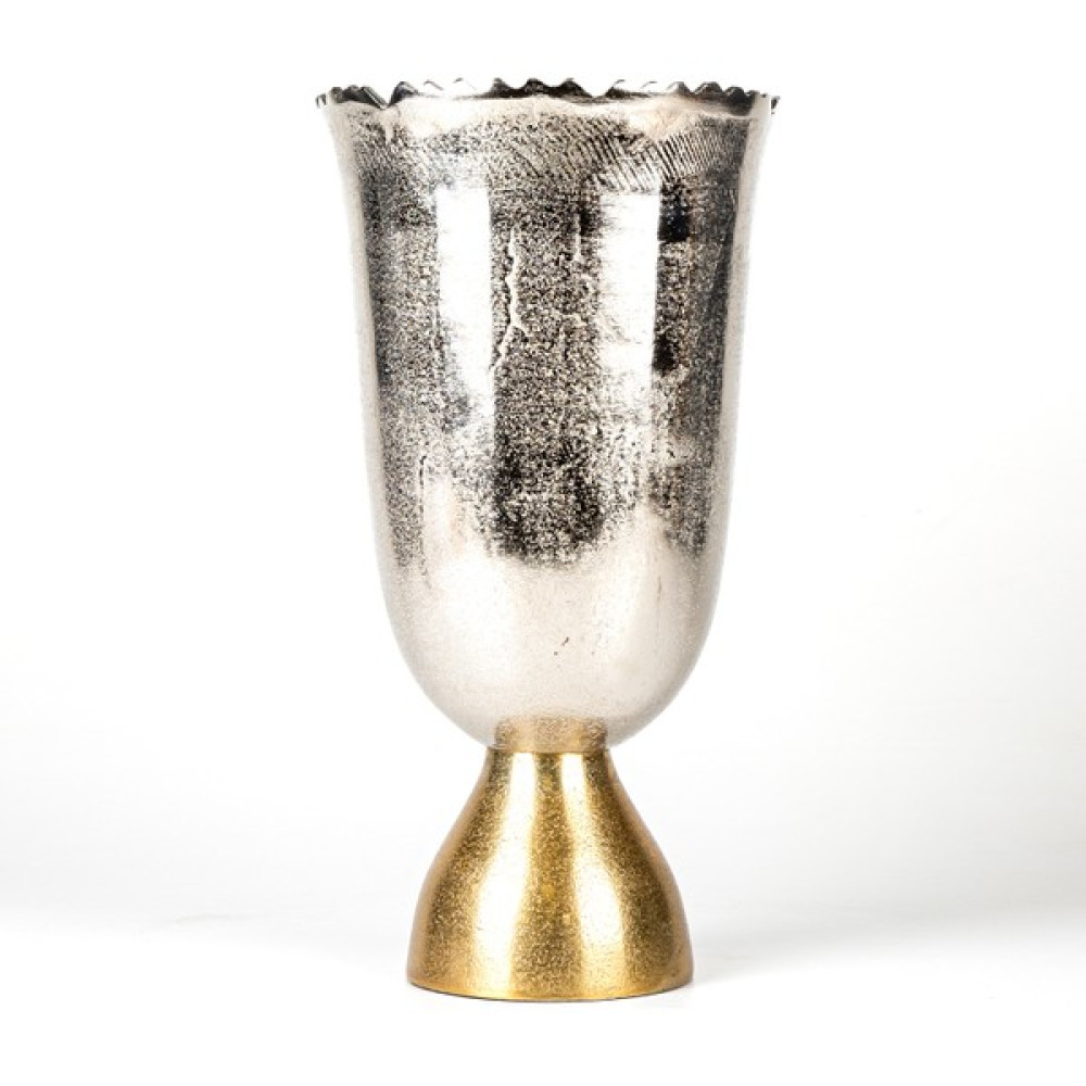 Herdekora Dekoratif Metal Ayaklı Vazo Gümüş-Gold 16X31X16 Cm. Vazo Fiyatı