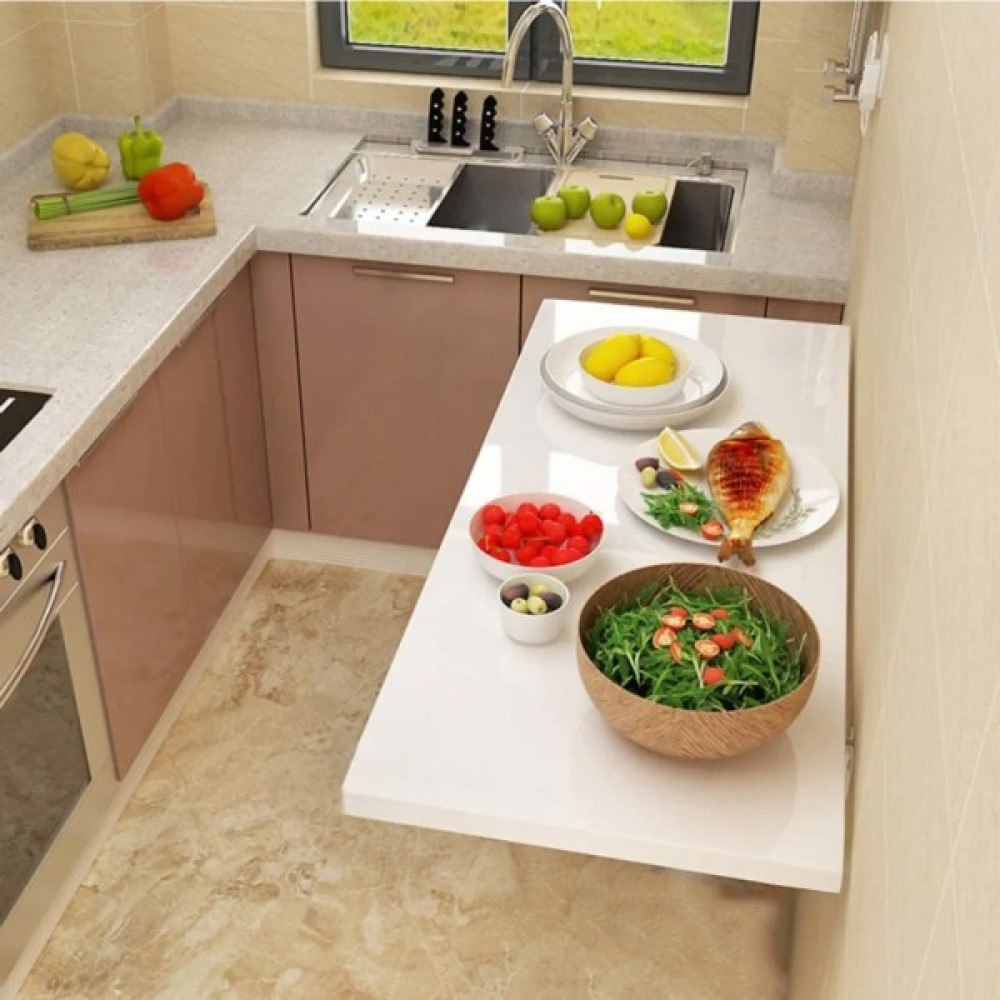 Hereve 110 cm Katlanır Masa Mutfak Masası Çalışma Masası Yer Kaplamayan Masa - Beyaz - 110 x 60 Yemek & Mutfak Masası Fiyatı
