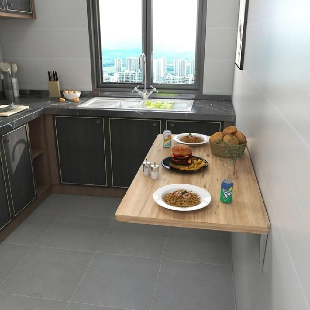 Hereve 90 x 60 cm Duvara Monte Katlanır Masa Mutfak Masası Yemek Masası Çalışma Masası Yer Kaplamayan Masa - Atlantik Çam Yemek & Mutfak Masası Fiyatı