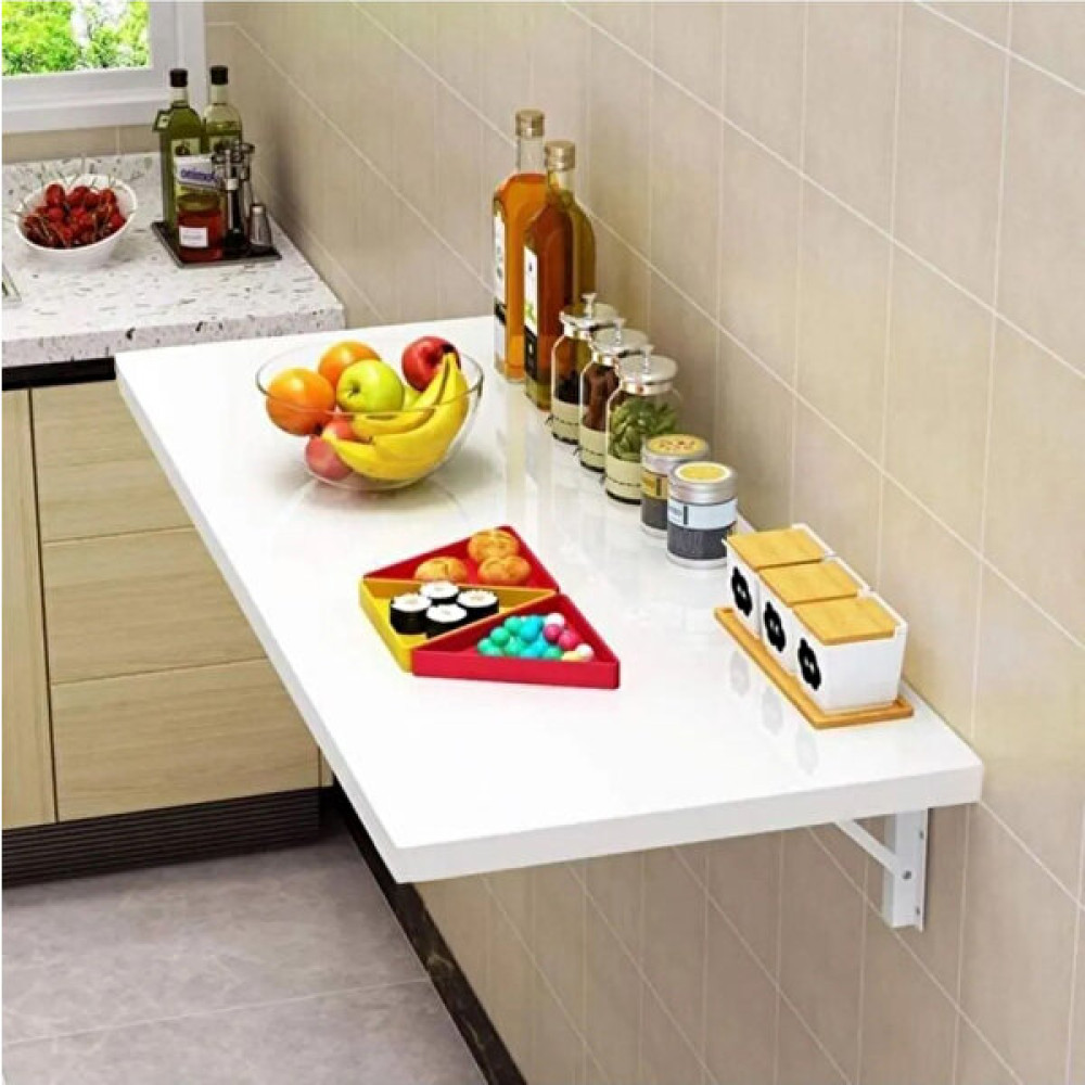 Hereve 90X55 cm Duvara Monte Kırma Katlanır Masa Mutfak Masası Yemek Masası Çalışma Masası - Beyaz - 90 x 55 Yemek & Mutfak Masası Fiyatı