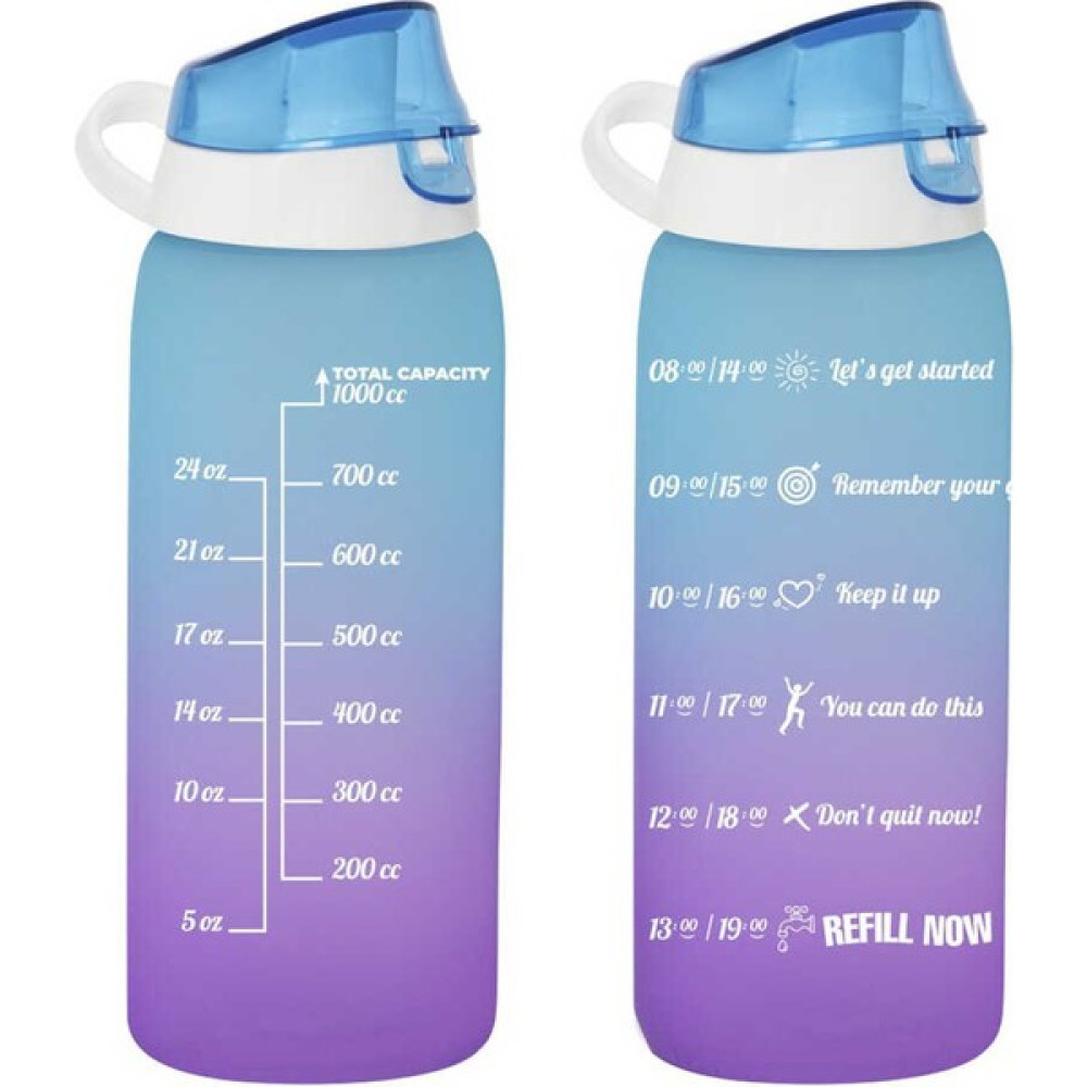 Herevin 161546-160 Su Şişesi - Motivasyon Su Matarası - Plastik Renkli Suluk Mavi 1lt Suluk Fiyatı