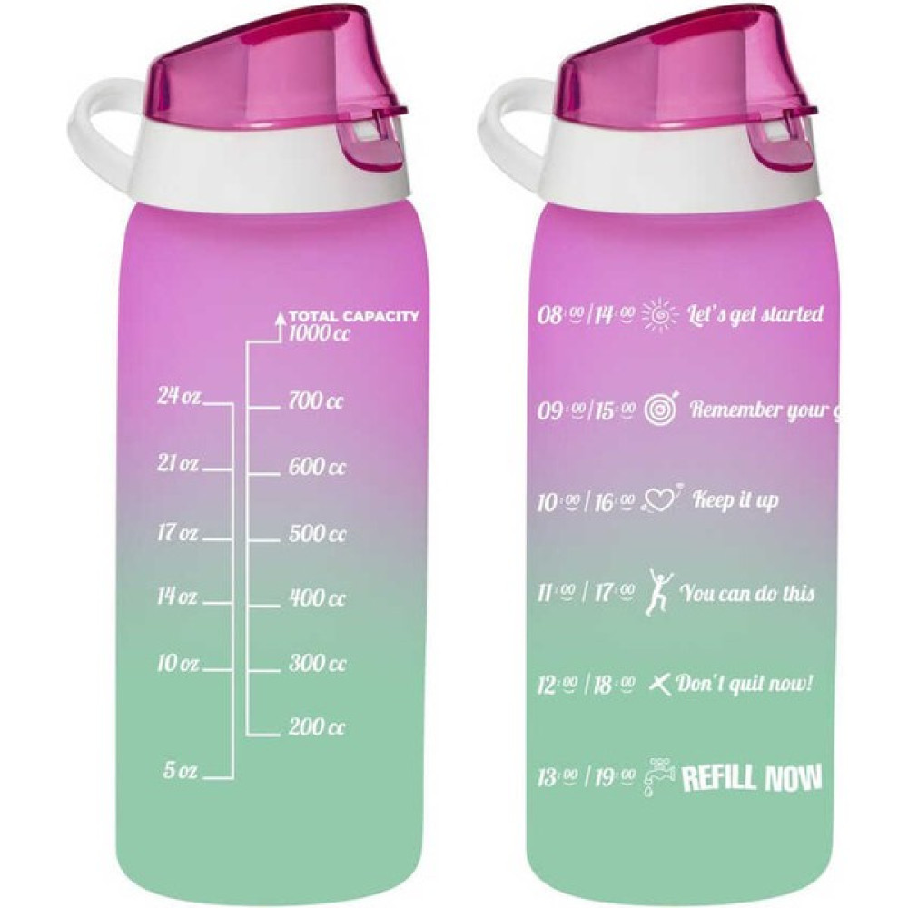 Herevin 161546-161  Su Şişesi - Motivasyon Su Matarası - Plastik Renkli Suluk Pembe 1lt Suluk Fiyatı