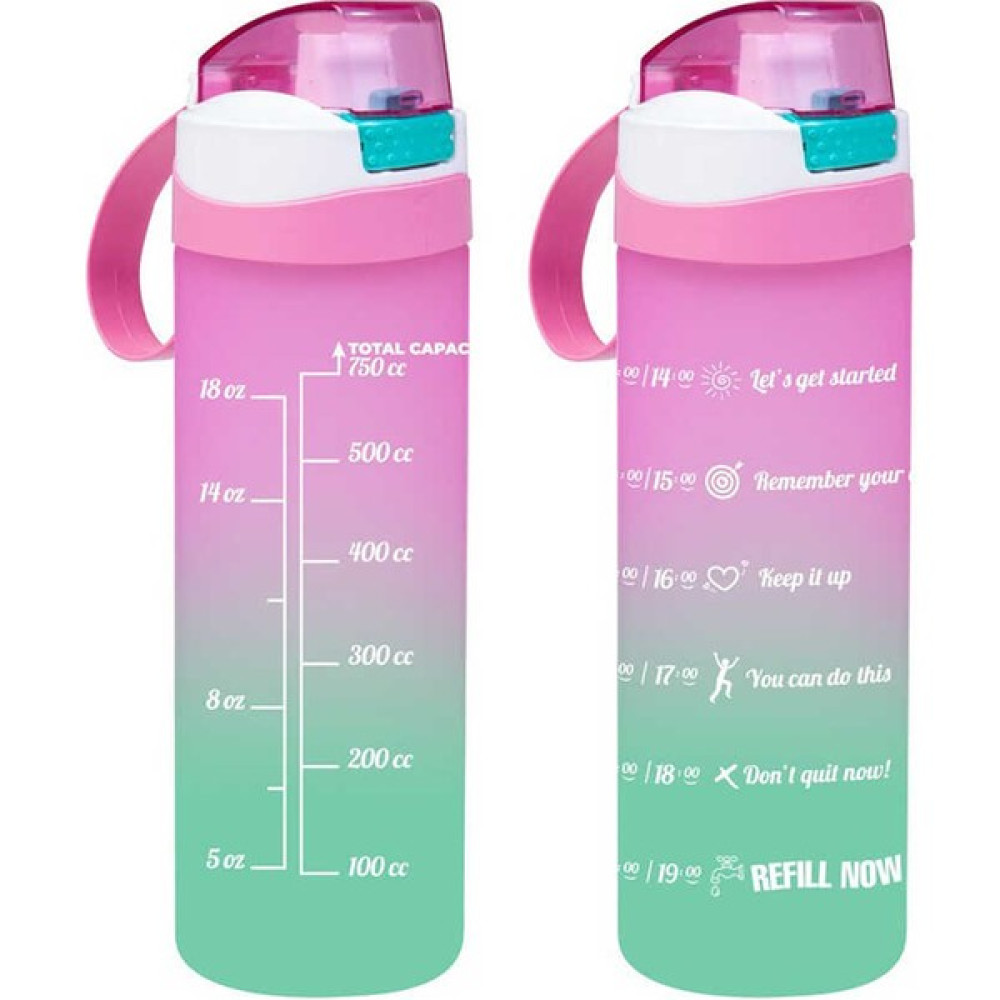 Herevin 161670-161 Su Şişesi - Motivasyon Su Matarası - Plastik Renkli Suluk Pembe 750 cc Suluk Fiyatı