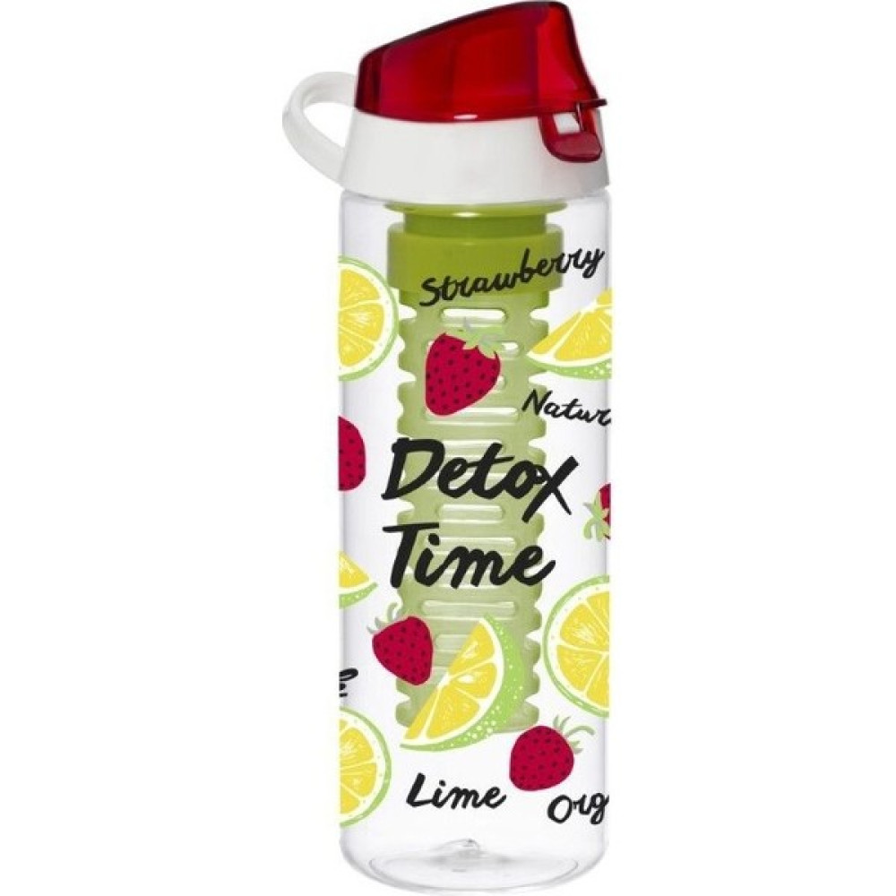 Herevin Çilek Baskılı 650 ml Infuserli Detox Matara Como Kapak - Kırmızı Suluk Fiyatı