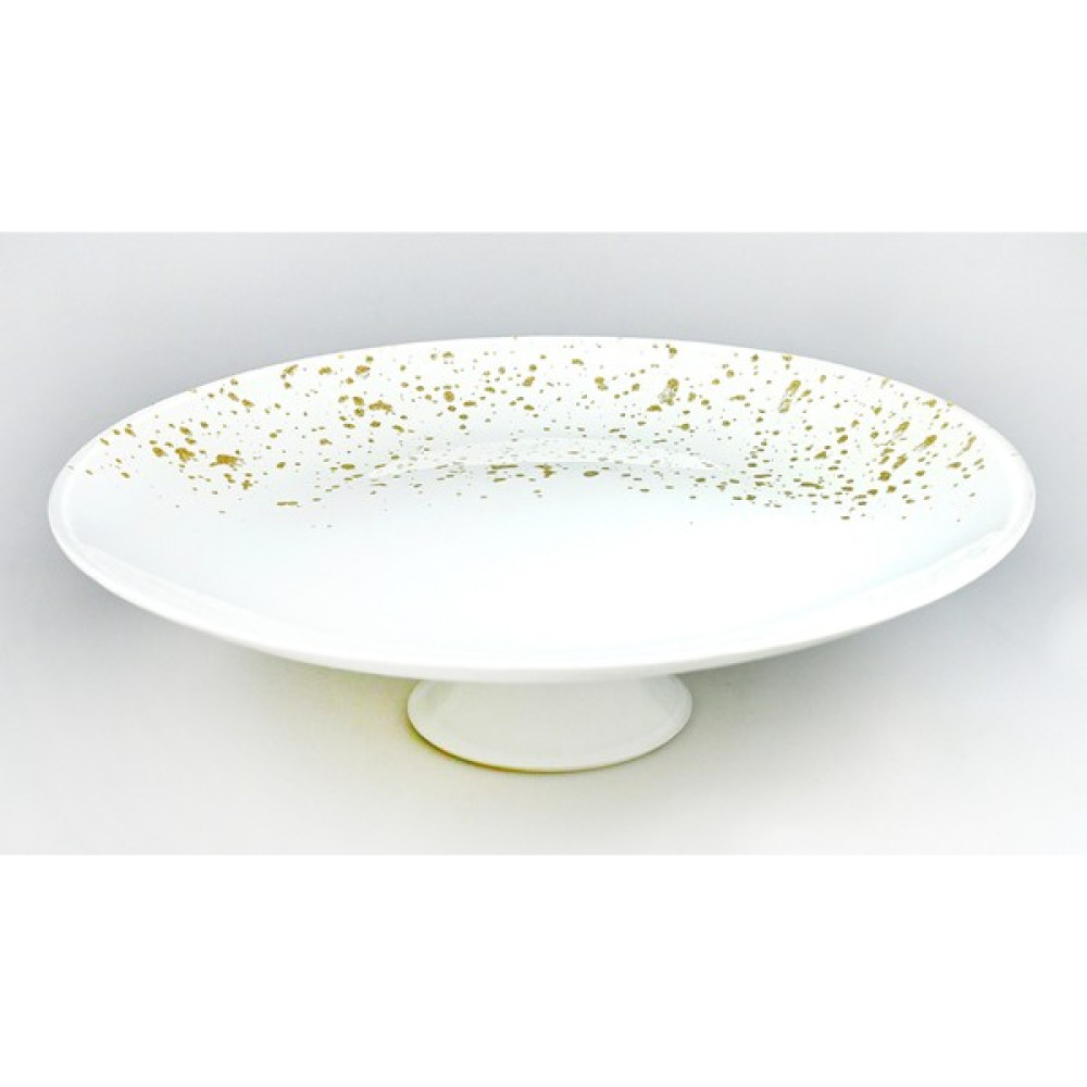 Heritage Gold Damlalar Sunumluk Servis Tabağı Ayaklı Beyaz 37 cm Mutfak Gereçleri Fiyatı