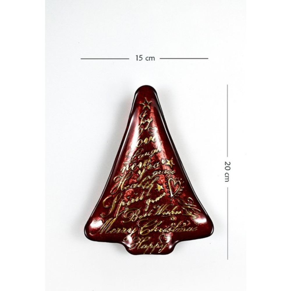 Heritage Yılbaşı Yeni Yıl Cam Kırmızı Gold Çam Ağacı Sunumluk Servis Tabağı 20 x 15,5 cm Mutfak Gereçleri Fiyatı