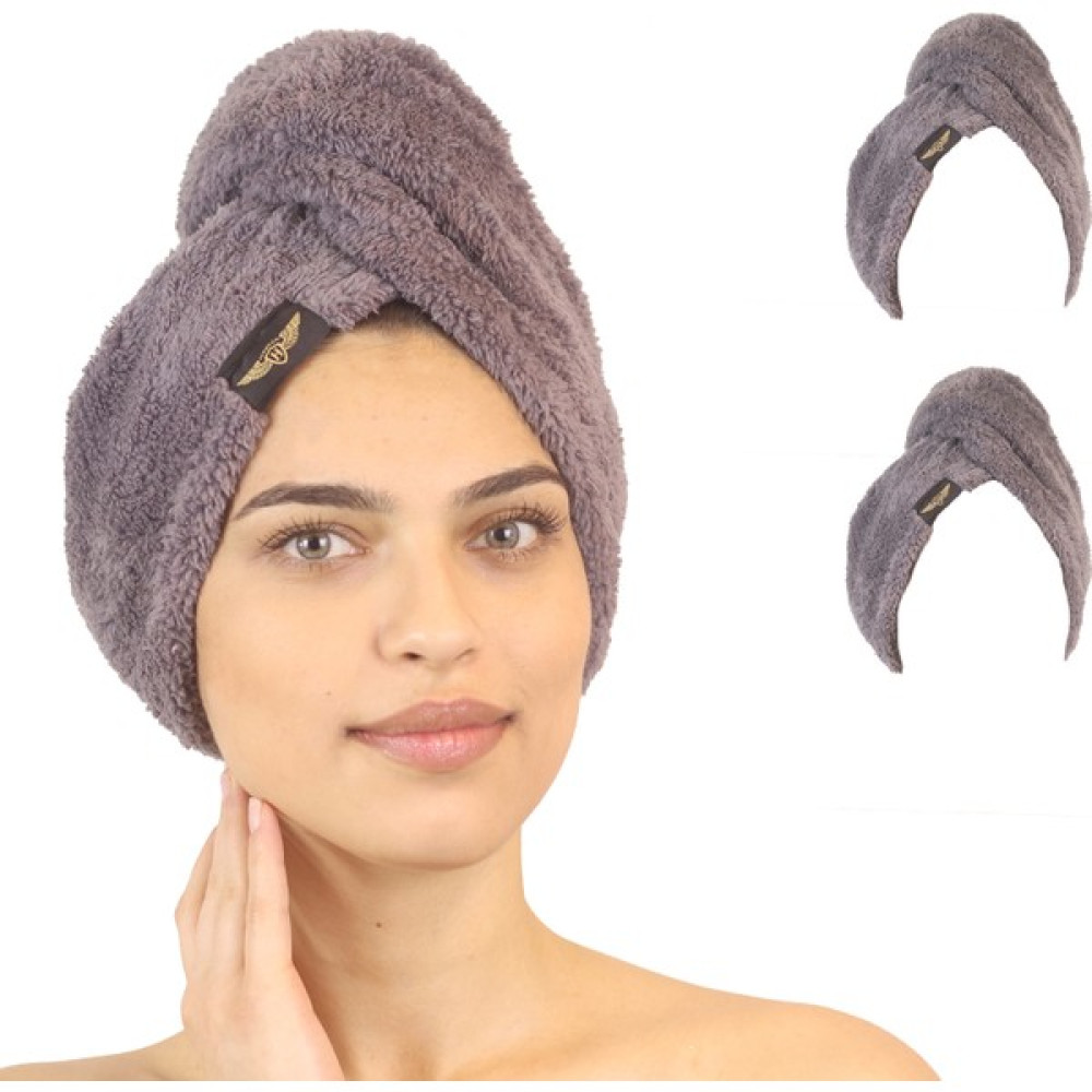 Heriya 2'li Paket Mikrofiber Saç Havlusu – 2 Düğmeli Saç Kurutma Bonesi – Baş Havlusu - 25 x 65 cm - Gri- Gri Banyo Havlusu Fiyatı
