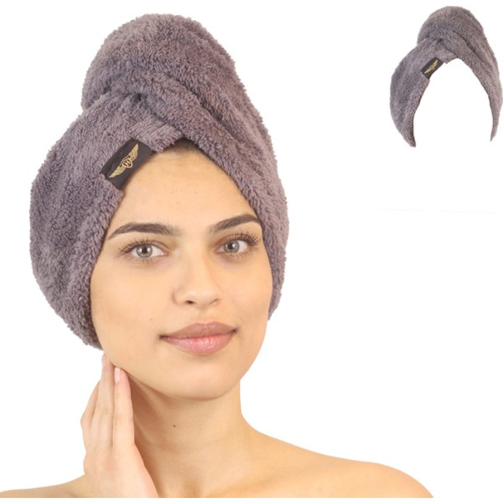 Heriya Tekli Paket Mikrofiber Saç Havlusu – 2 Düğmeli Saç Kurutma Bonesi - Hızlı Kurutma Türbanı - 25 x 65 cm - Gri Banyo Havlusu Fiyatı