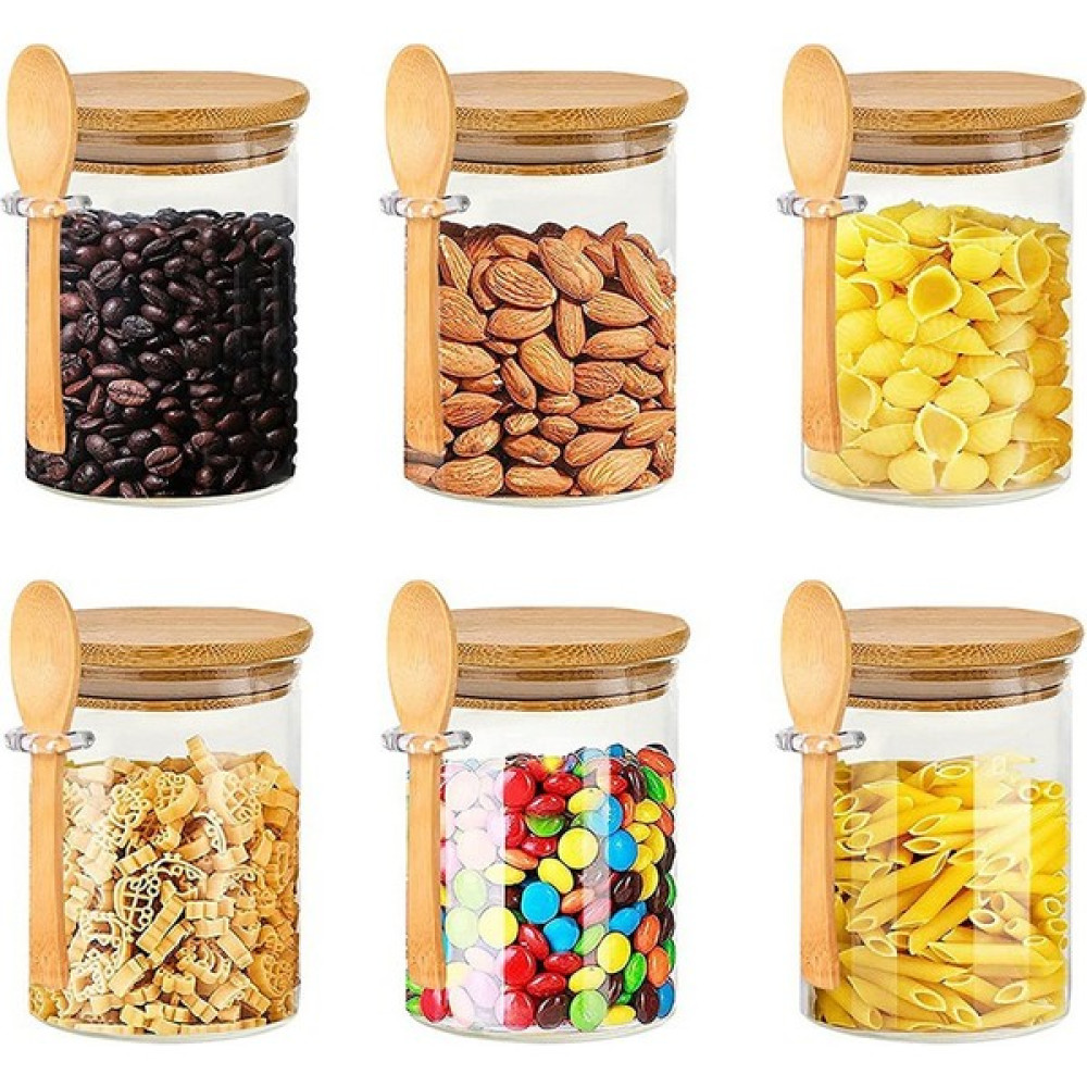 Hermoso Bambu Kapaklı ve Kaşıklı Cam Kavanoz, Hava Geçirmez Kapaklı Kavanoz, 13 Adet (Yurt Dışından) - Şeffaf - 1 Adet - 1000 ml Saklama Kapları Fiyatı