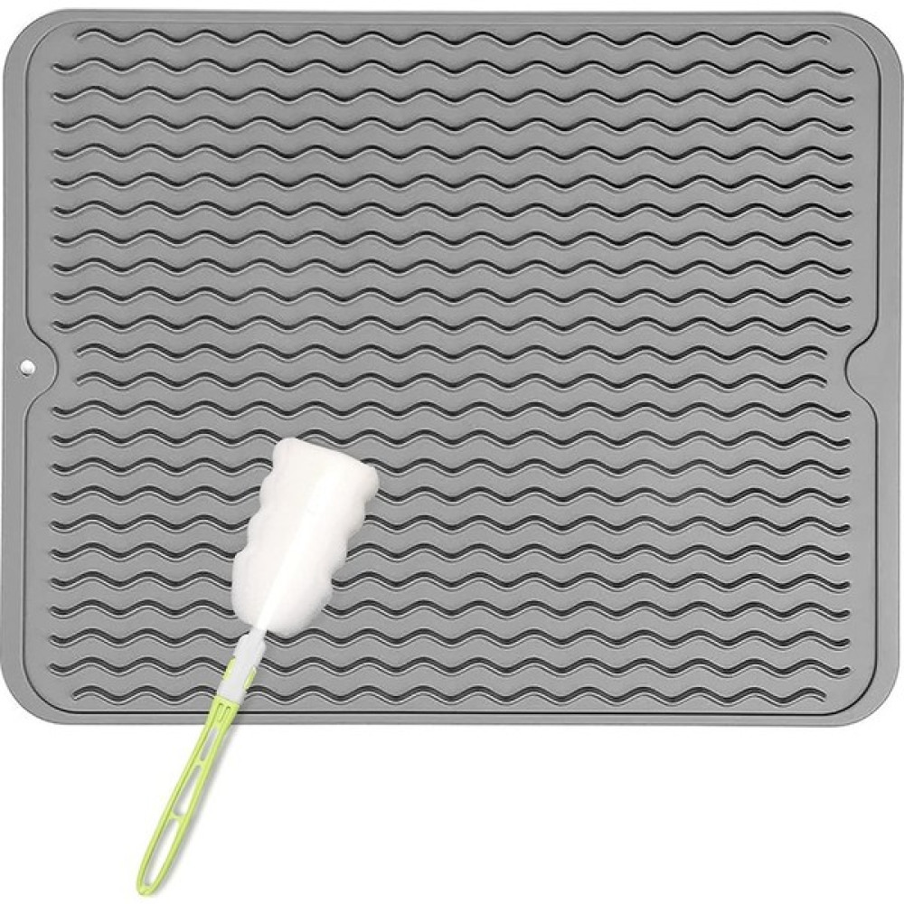 Hermoso Silikon Bulaşık Kurutma Matı, Bulaşık Kurutma Matı, Isıya Dayanıklı Gri (Yurt Dışından) - 10 x 27 cm Amerikan Servis Fiyatı