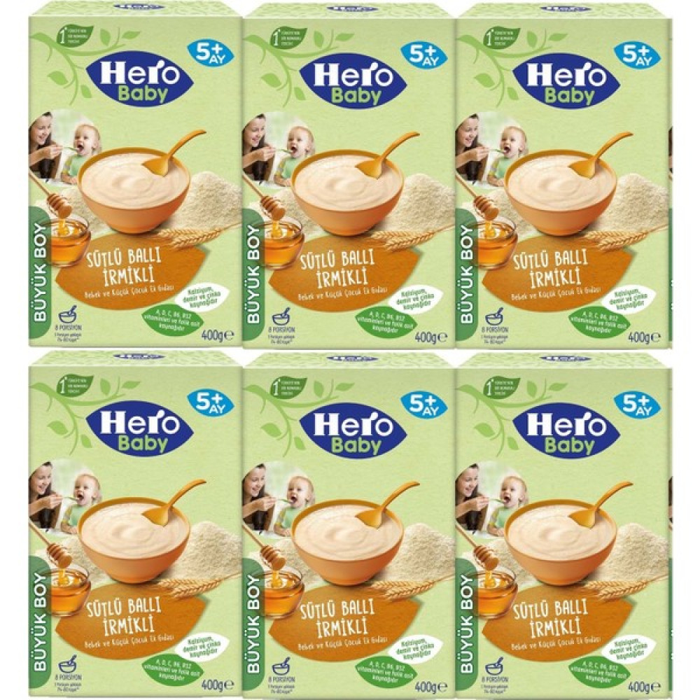 Hero Baby 400 gr Sütlü Ballı İrmikli 6'lı Set Kaşık Maması Bebek Mamaları Fiyatı