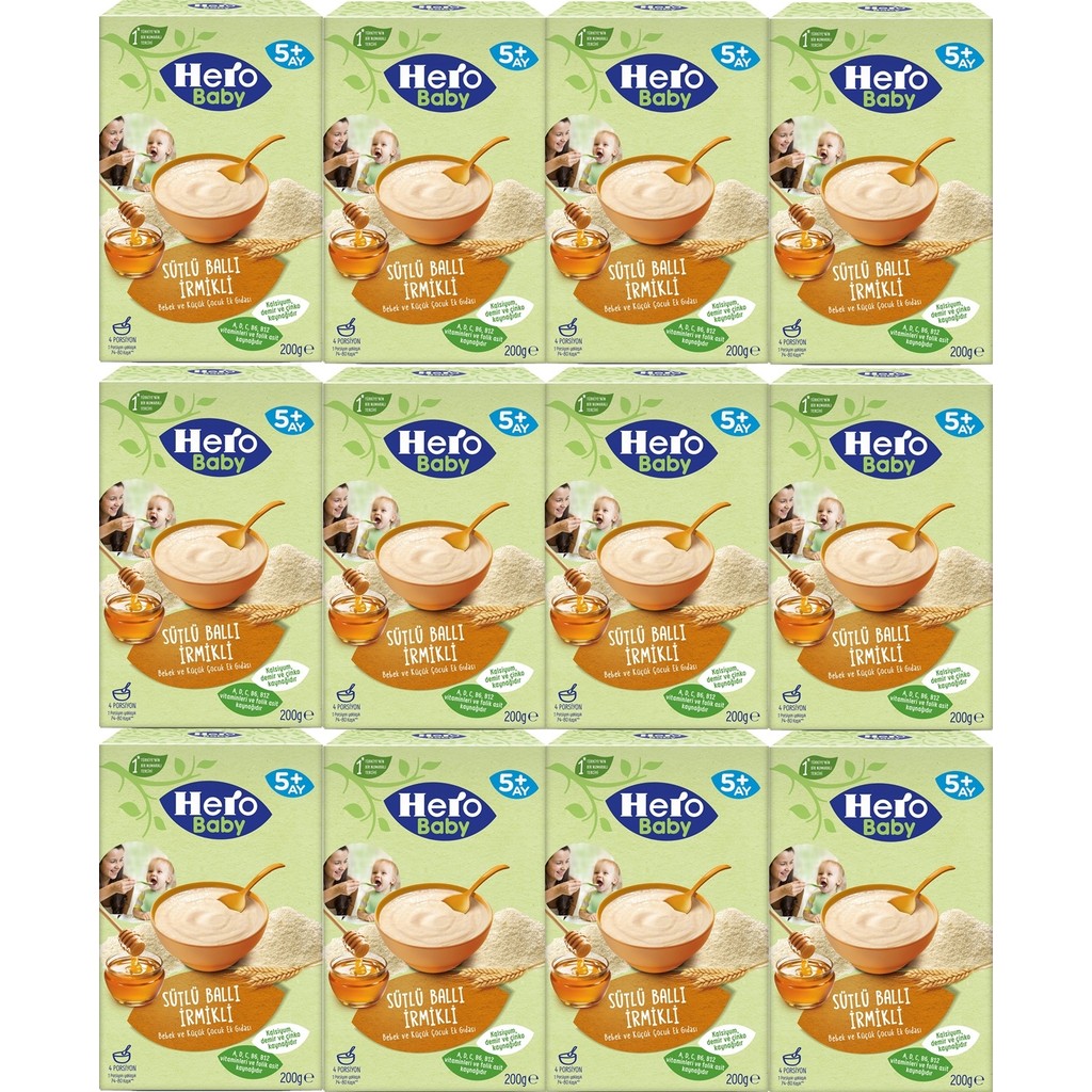 Hero Baby Kaşık Maması 200GR Sütlü Ballı Irmikli 12 Li Set - Hediyesiz Diğer Fiyatı