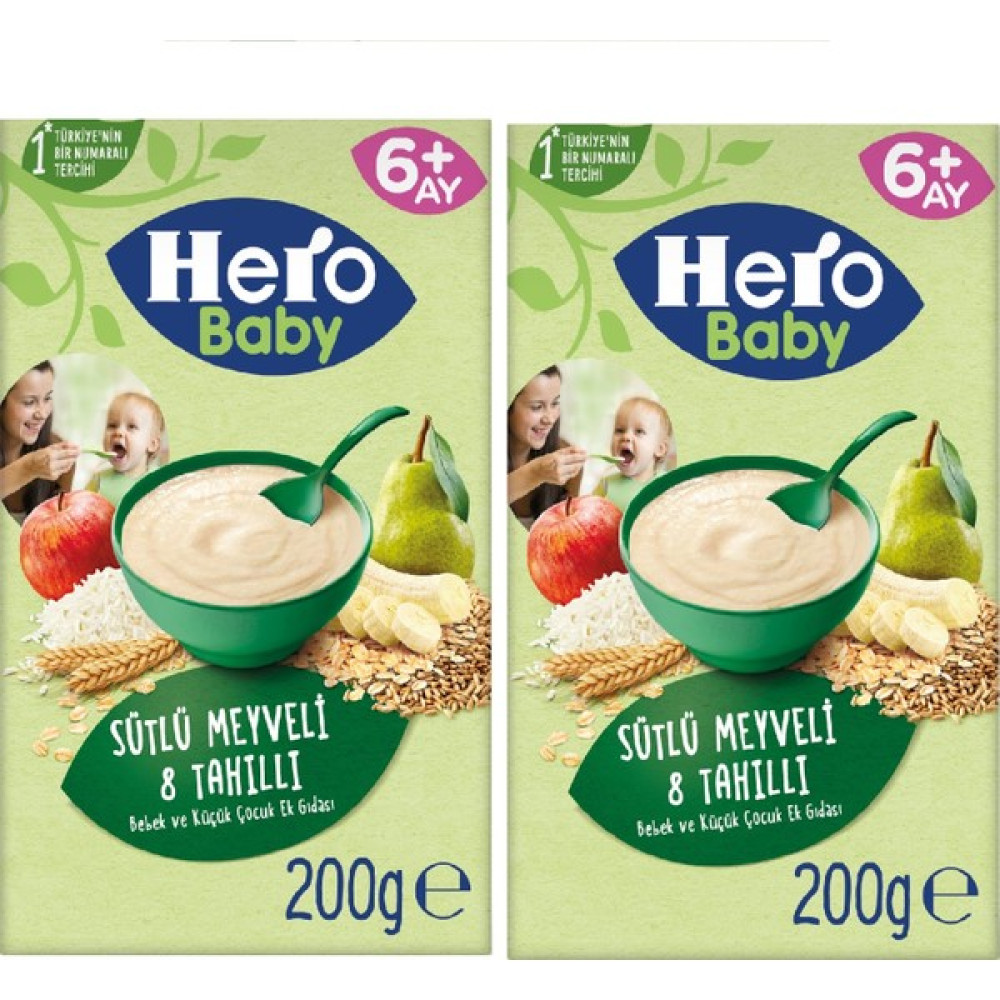 Hero Baby Sütlü 8 Tahıllı Meyveli Kaşık Mama 200GR x 2 Adet Bebek Mamaları Fiyatı