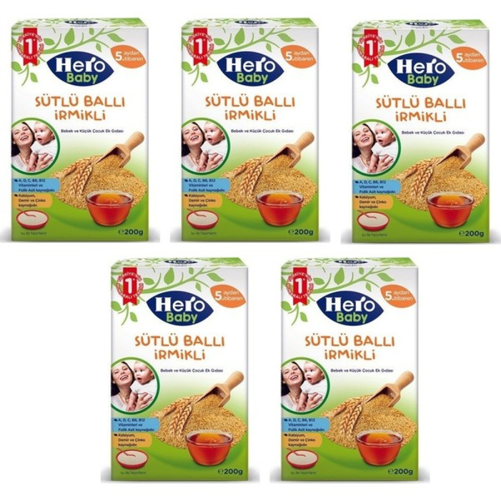 Hero Baby Sütlü Ballı İrmikli Kaşık Maması 200 gr x 5 Adet Bebek Mamaları Fiyatı