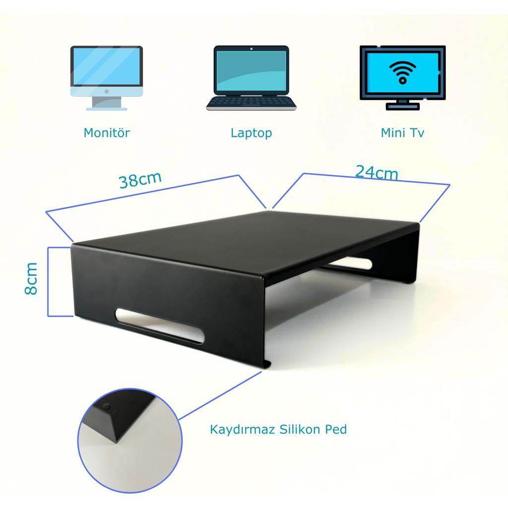 Hero Dizayn Monitör Standı - Laptop Standı - Monitör Yükseltici - Metal -Mat Siyah Diğer Fiyatı