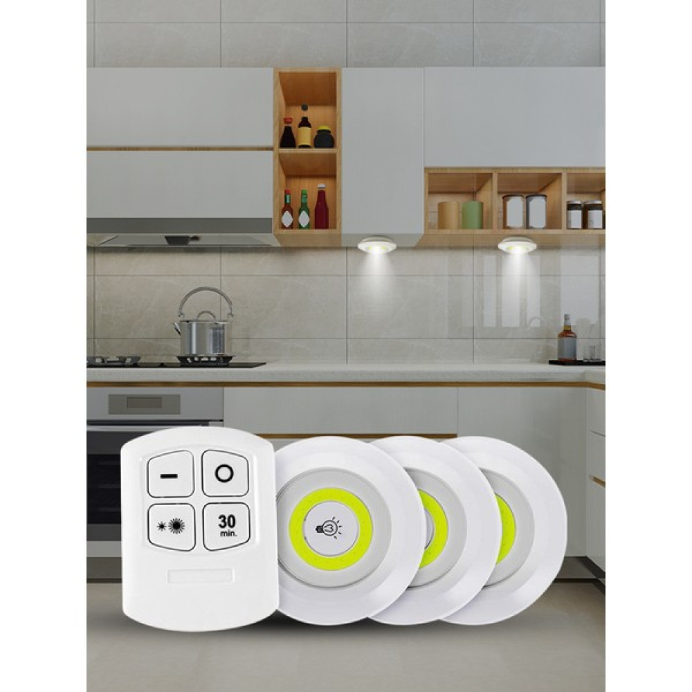 Hero Led 3 Watt Uzaktan Kumandalı Yapışkanlı Kablosuz Pilli LED 3'lü Spot LED Lamba Spot Fiyatı