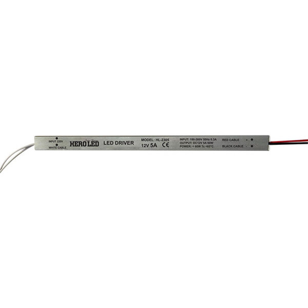 Hero Led 5 Amper Ultra Ince Şerit LED Trafo Kalem Trafo - 285 mm - Gri Led Aydınlatmalar Fiyatı