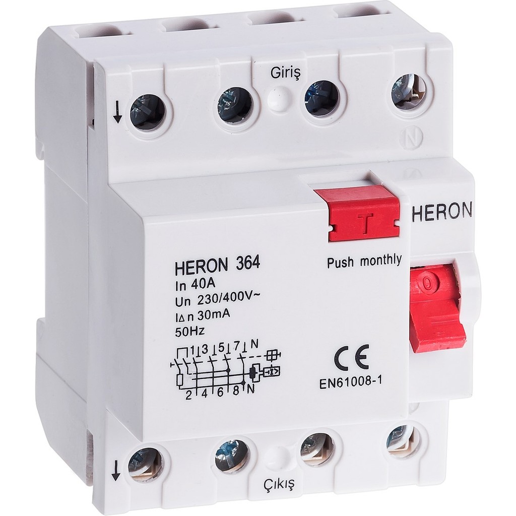 Heron 4X40A 30 Ma Kaçak Akım Rölesi - HERON 4X40A 30 MA KAÇAK AKIM RÖLESİ, Diğer Fiyatı