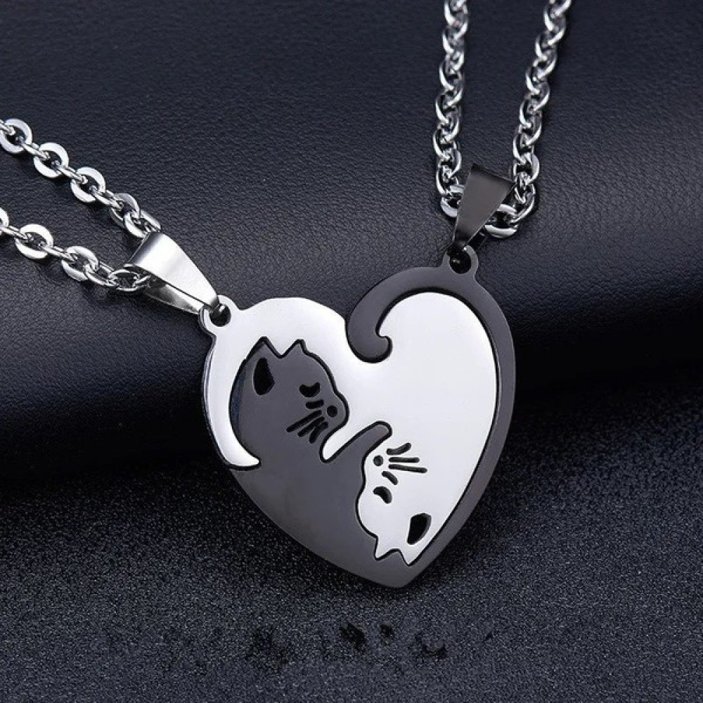 Herşey Nota Best Friends Yin Yang Kedili Kolye Kalp Sevgili Çift Arkadaş Kolyesi - Siyah - Beyaz Bijuteri Kolye Fiyatı