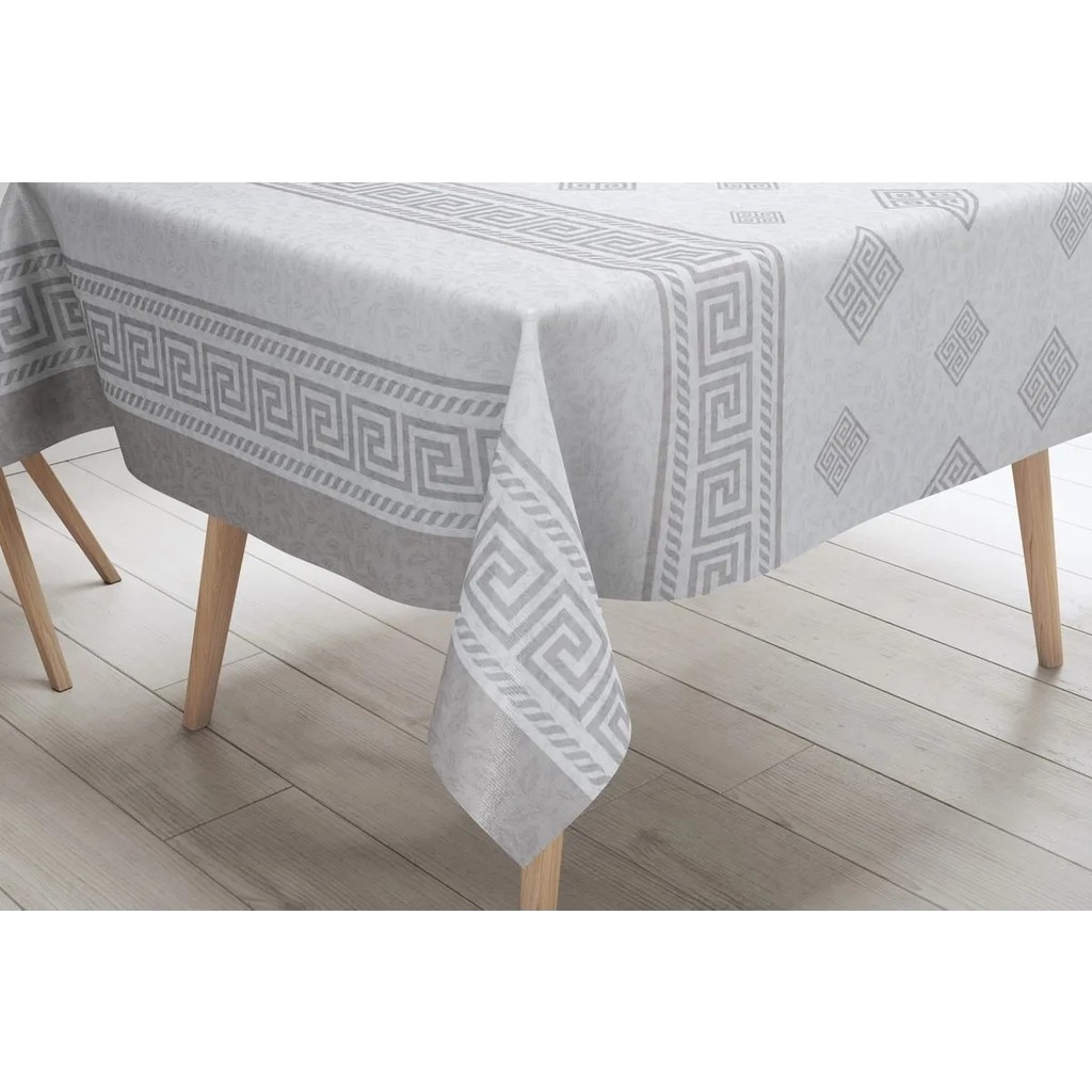 Herseyygüzell Pvc Silinebilir Muşamba Masa Örtüsü - 140 x 160 cm - Beyaz - Gri Masa Örtüsü Fiyatı