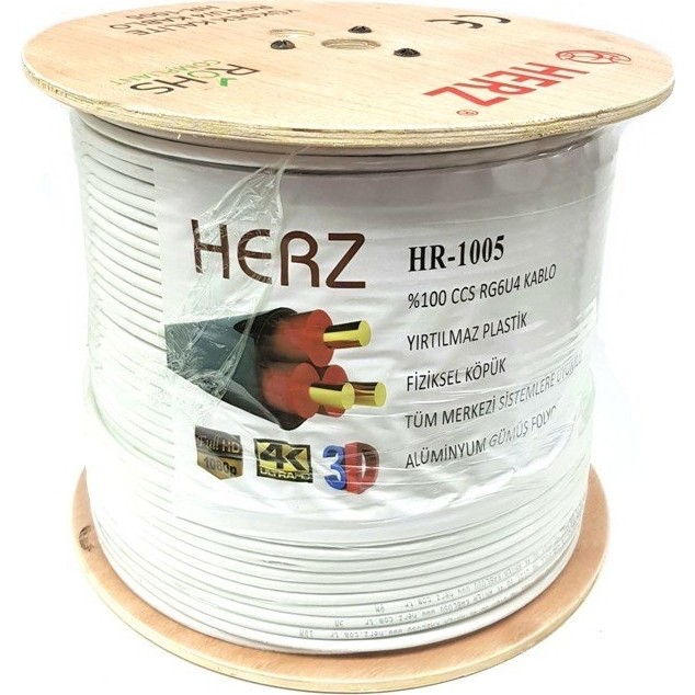Herz Rg6U4 Uydu Anten Kablosu 500Metre Beyaz Diğer Fiyatı