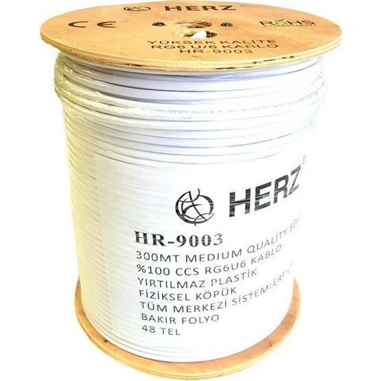 Herz RG6U6 300 m Beyaz Uydu Anten Kablosu