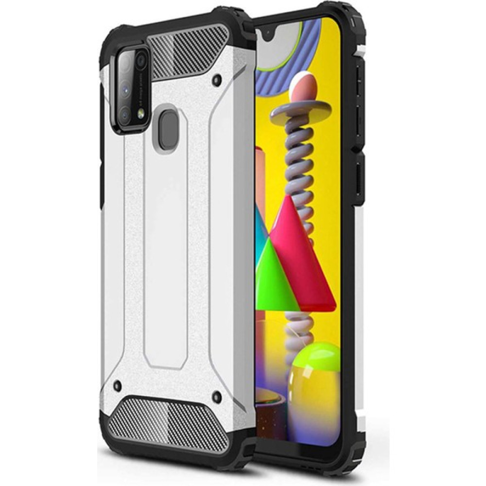 Hesaplı Dünya Samsung Galaxy M31 M315 Kılıf Koruyucu Çift Katmanlı Armor Case Gümüş Cep Telefonu Kılıfı Fiyatı