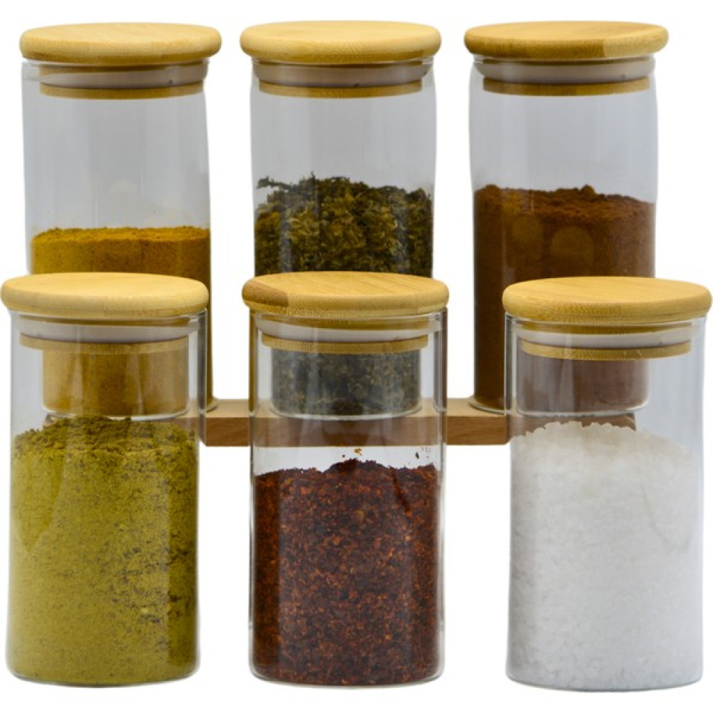 Hesaplı Köşe 6'lı Ahşap Bambu Kapaklı Vakumlu 320 ml Baharatlık Çerezlik Şekerlik Seti Baharat Setleri & Baharatlıklar Fiyatı