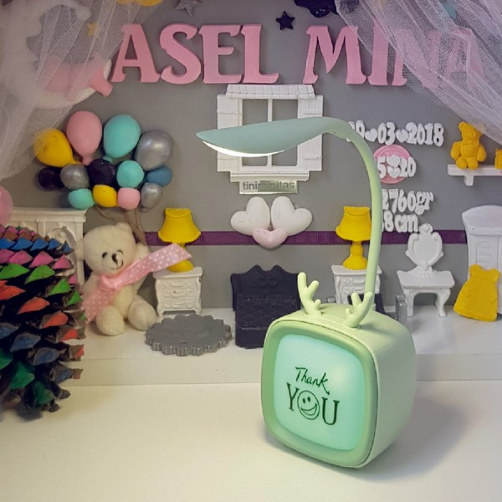 Hesaplı Market Şarjlı Şık Kitap Okuma Masa ve Gece Lambası Desk Lamp 3 Kademeli Doğal LED Işık - Yeşil Masa Lambası Fiyatı
