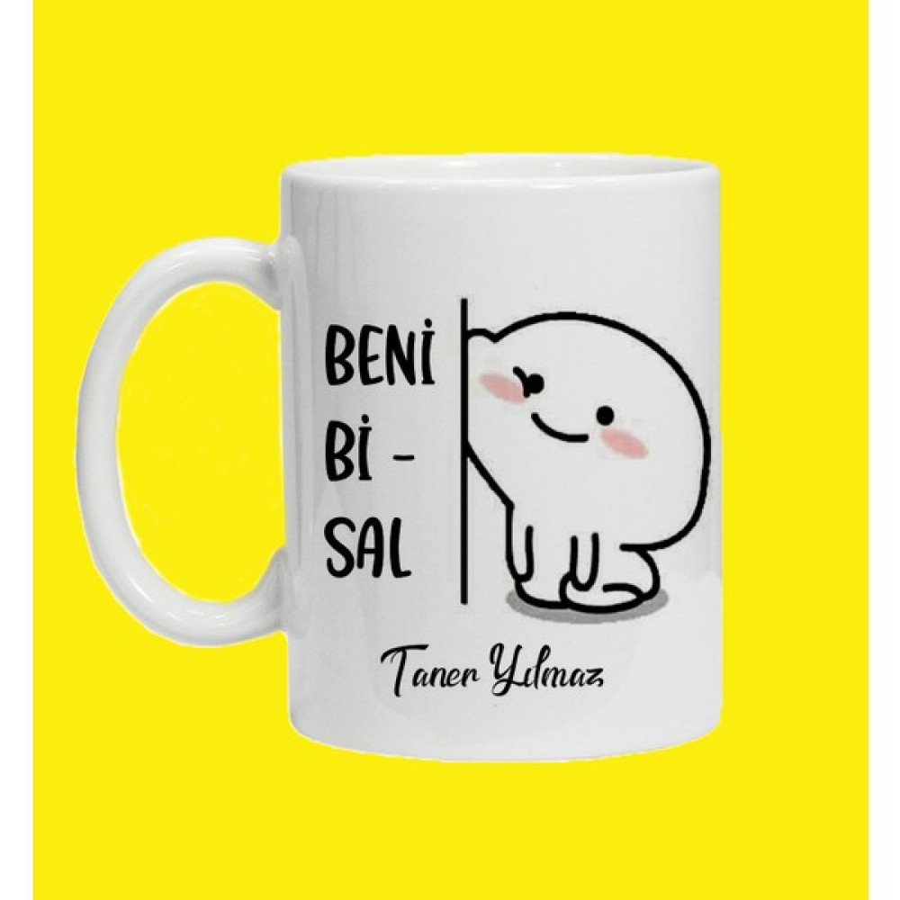 Hesaplısı Burada Kişiye Özel İsimli Beni Bi Sal Baskılı Kupa Bardak - Beyaz Fincan / Bardak / Kahve Takımı Fiyatı