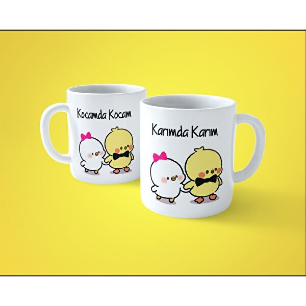 Hesaplısı Burada Kocamda Kocam - Karımda Karım Çiftli Baskılı Kupa Bardak 2'li Fincan / Bardak / Kahve Takımı Fiyatı