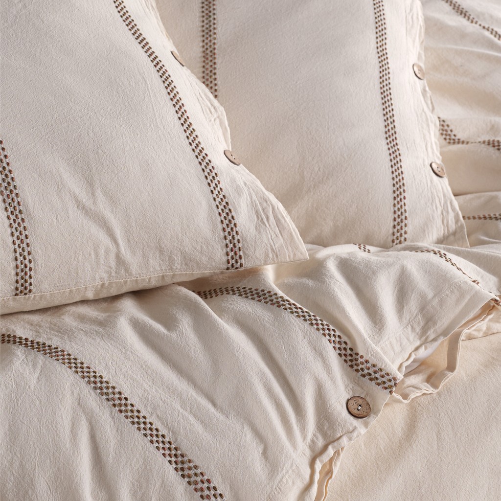Hestia Pamuklu Yıkamalı Ipliği Boya Vintage Çift Kişilik Nevresim Takım 200*220 Hstckt - Kırmızı - Krem - 200 x 220 cm Nevresim Takımı Fiyatı