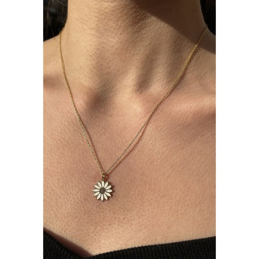 Hestia Silver Mineli 925 Ayar Gümüş Papatya Kolye Gümüş Kolye Fiyatı